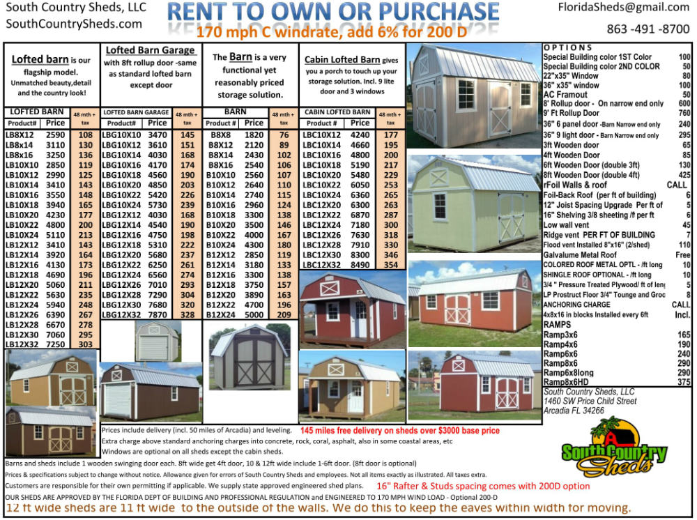 STORAGE SHEDS BARNS TAMPA ORLANDO FORT MYERS FT LAUDERDALE PORT