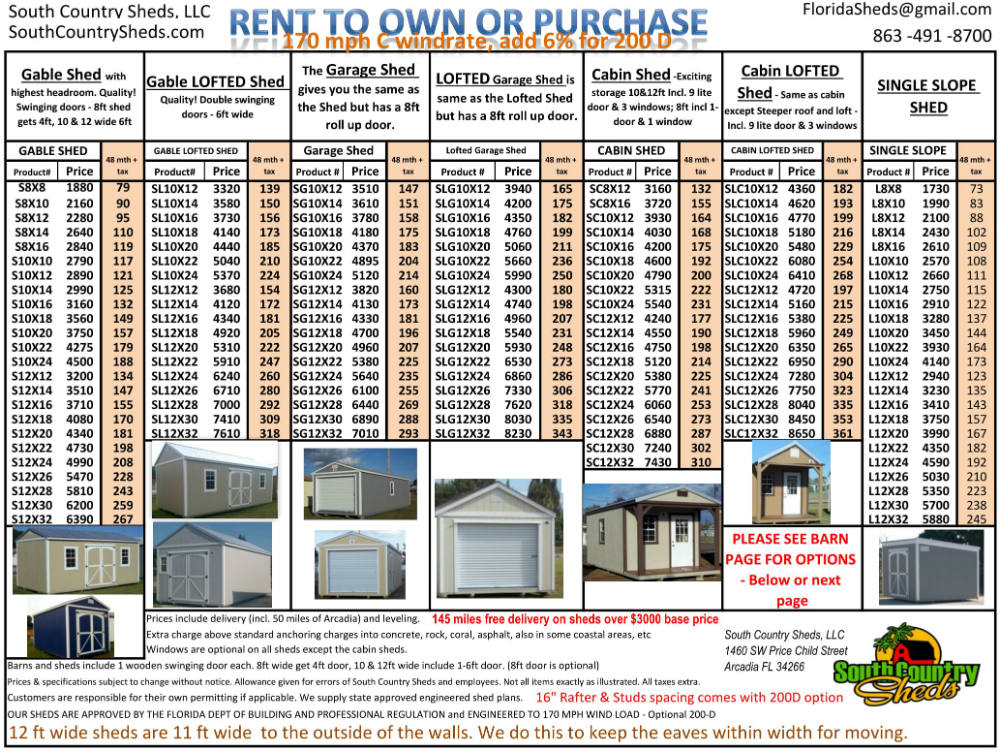 STORAGE SHEDS BARNS TAMPA ORLANDO FORT MYERS FT LAUDERDALE PORT